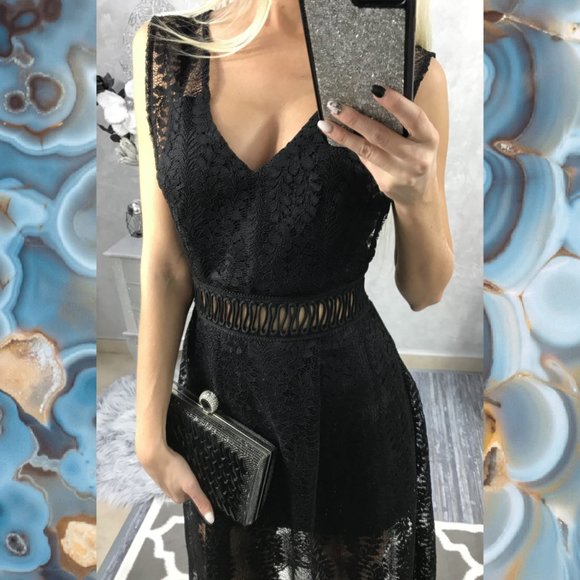 Black Contrast Lace Dress - Picture 9 of 9